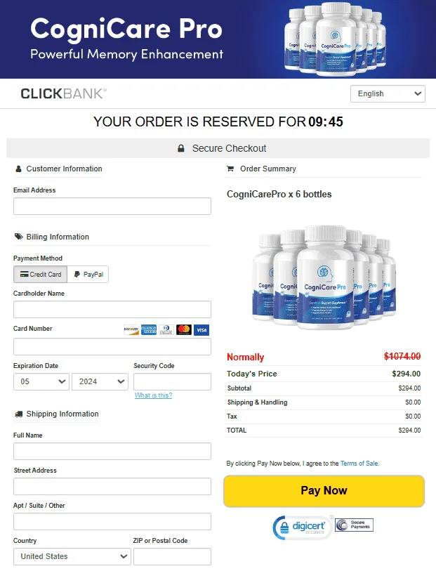 CogniCare Pro-checkout-page